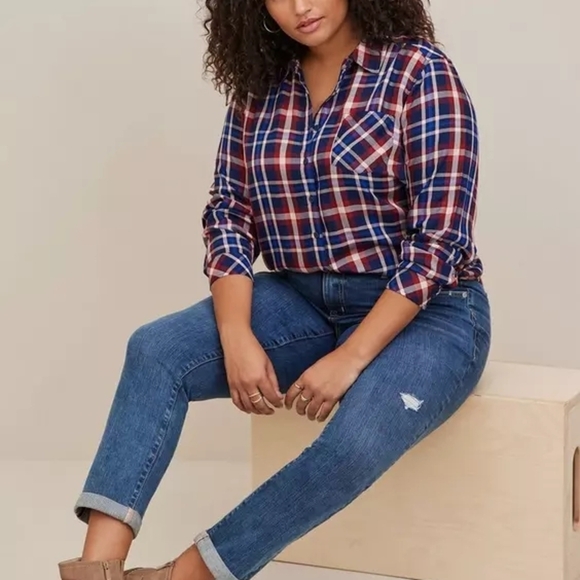 torrid Tops - 3X • Torrid • Lizzie Rayon Twill Button-Up Long Sleeve Shirt